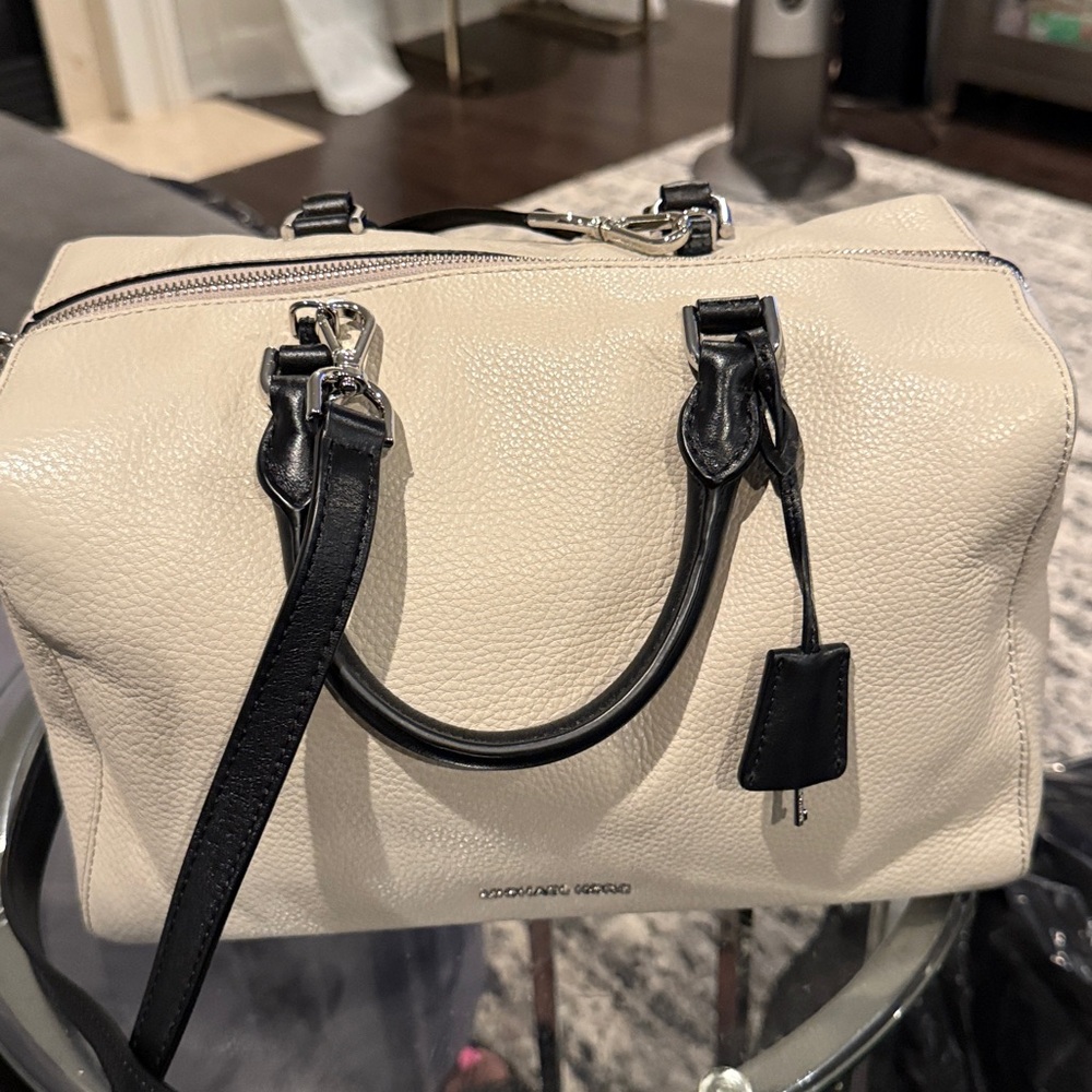 Michael Kors Kirby cement & black satchel